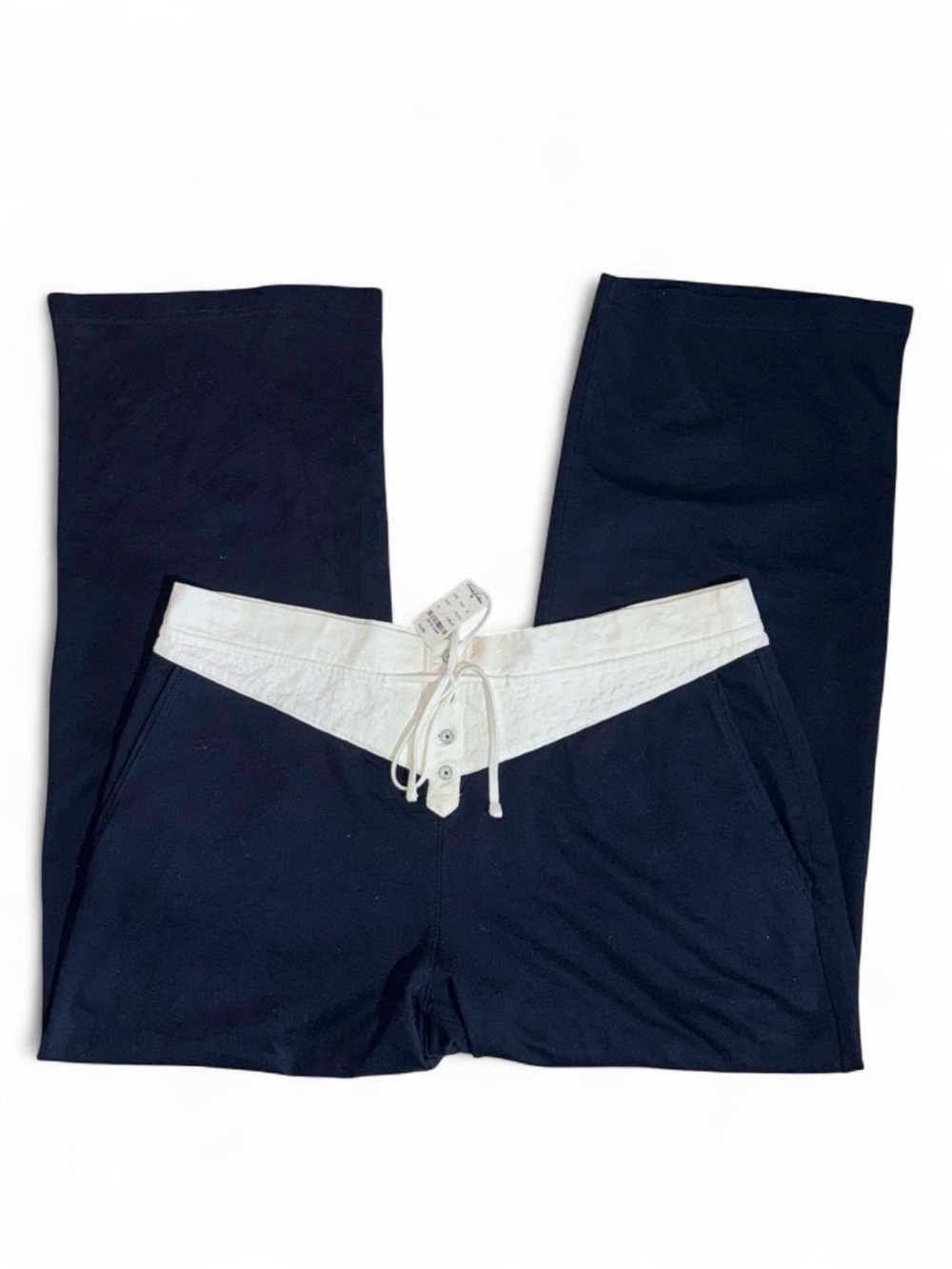 Women's Navy Sleep Pants with White Drawstring Waist